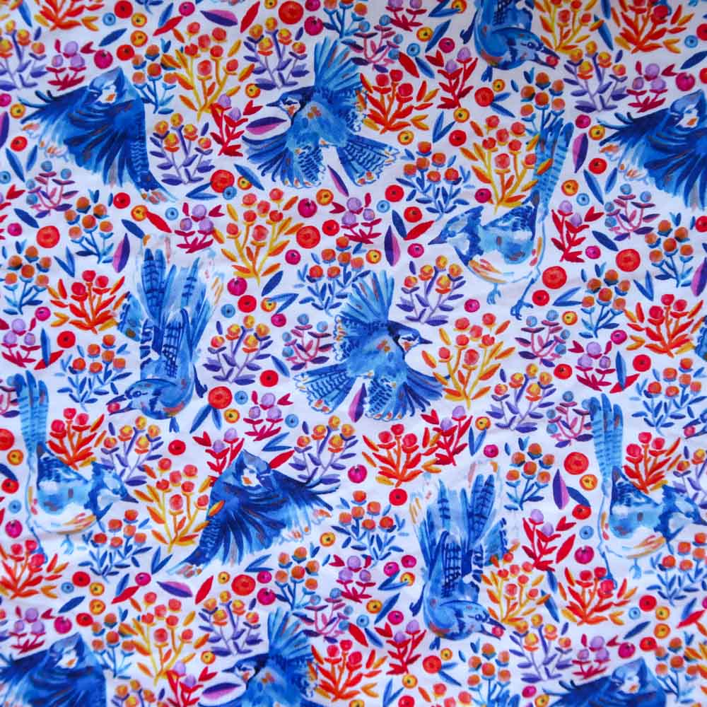 Satin de coton – Geais bleus