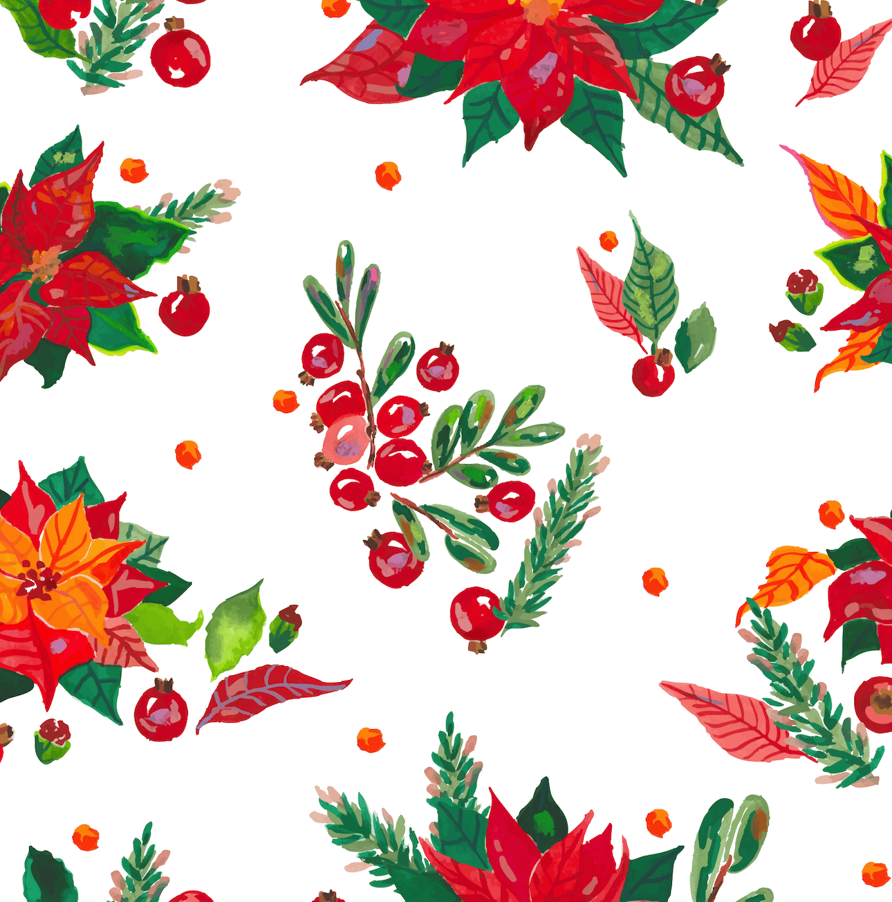 Jersey de coton – Noël en fleurs